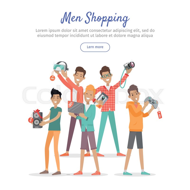 Man Shopping Web Banner Group Of Stock Vector Colourbox