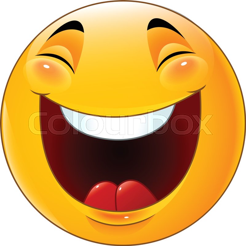vector illustration of cartoon smiley emoticon laughing stock