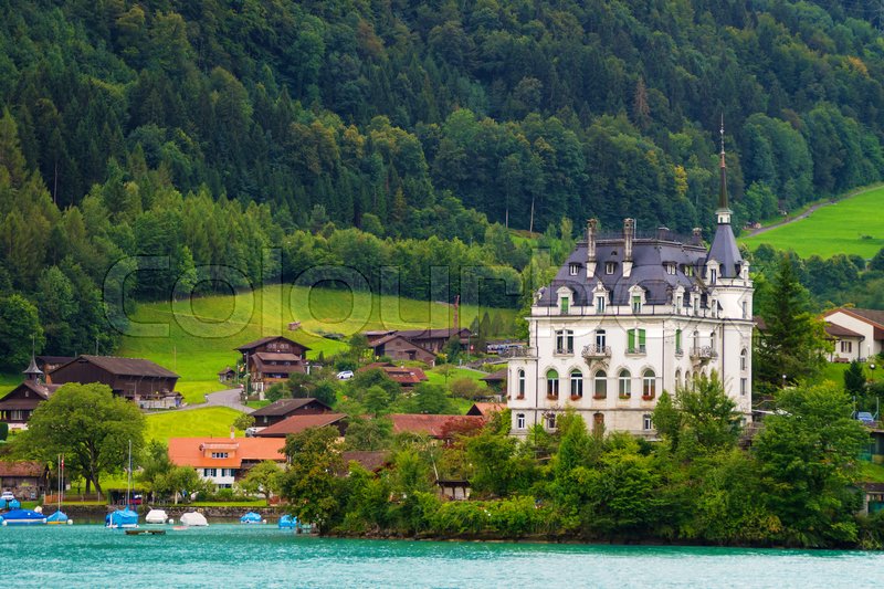 Mansion on Lake Brienz and Brienzer Stock image Colourbox