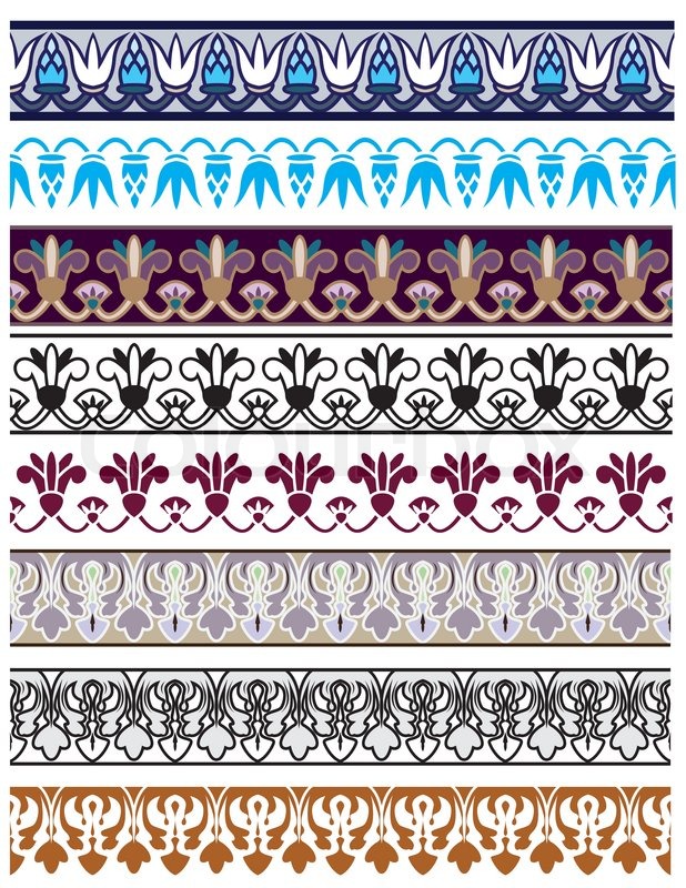 Traditional architectural ornament and stencil set for design Stock