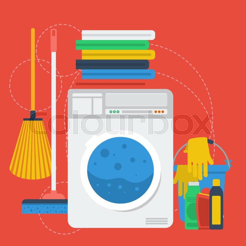 Vector Square Red Banner Laundry Room Stock Vector Colourbox