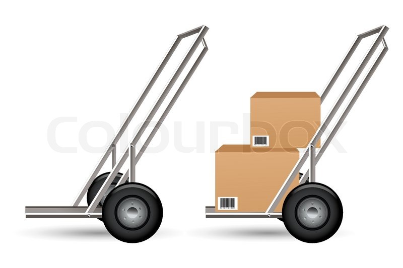 Illustration of packets in trolley on | Stock vector | Colourbox