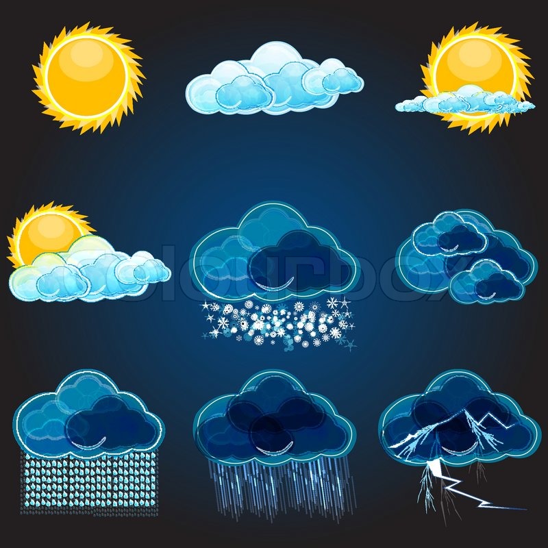 Illustration of types of weathers Stock Vector Colourbox