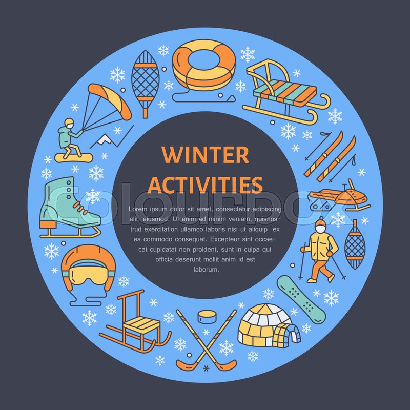 Winter Sports Banner Equipment Rent Stock Vector Colourbox