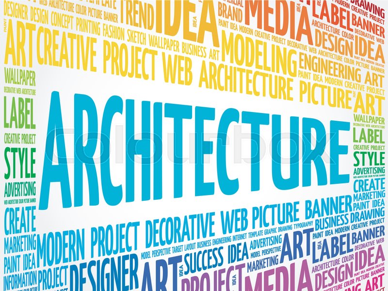 Architecture word cloud, creative business concept background Stock