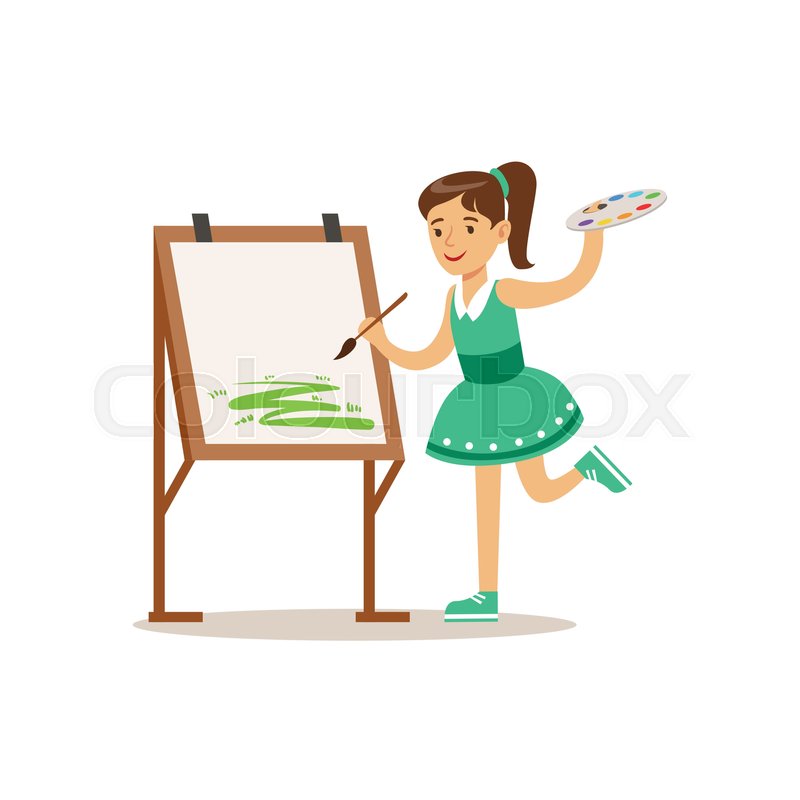 girl painting creative child practicing arts in art class kids and creativity themed illustration flat cartoon vector character demonstrating creative - Cartoon Painting For Kids girl painting creative child practicing arts in art class kids and creativity themed illustration flat cartoon vector character demonstrating creative - Cartoon Painting For Kids