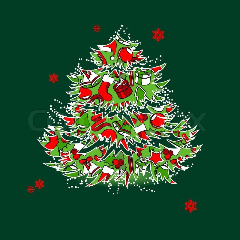christmas tree with garland isolated on white background stock vector colourbox - Christmas Tree With Garland christmas tree with garland isolated on white background stock vector colourbox - Christmas Tree With Garland