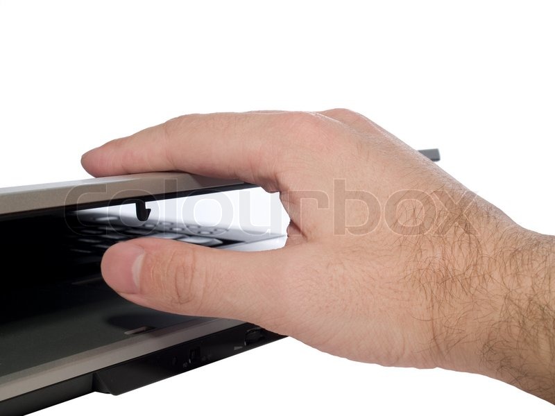 Closing Laptop Isolated On White Closing Laptop And Finish Work Isolated On White