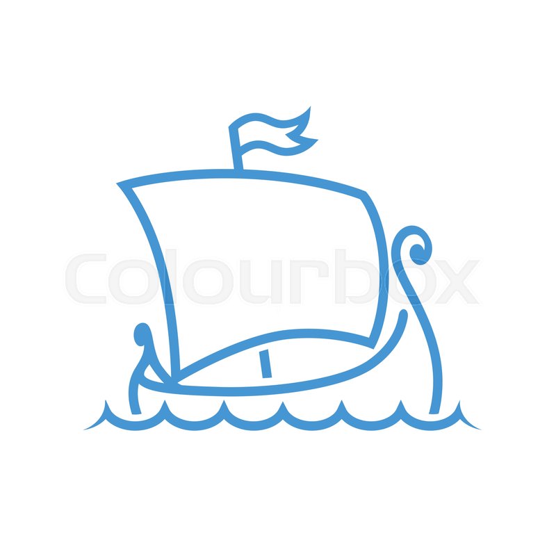 Lineart Icon Of Scandinavian Drakkar Stock Vector Colourbox