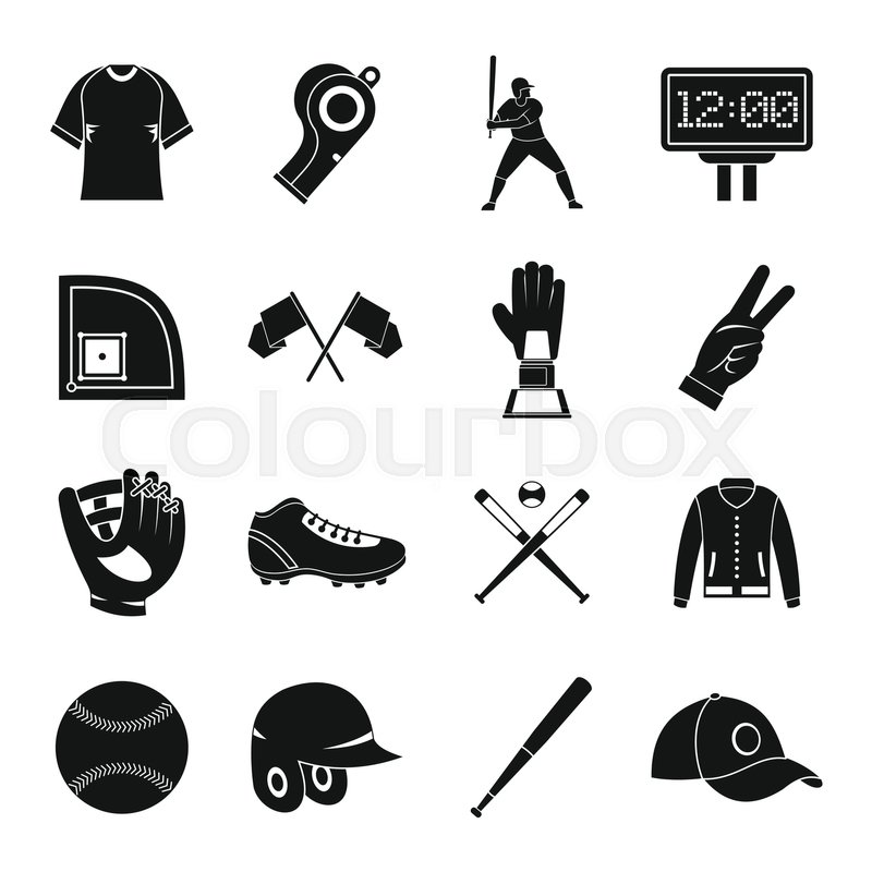 baseball icons set simple stock vector colourbox baseball vector