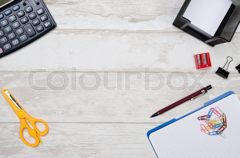 Business Desk In Office Top View Table Stock Image Colourbox