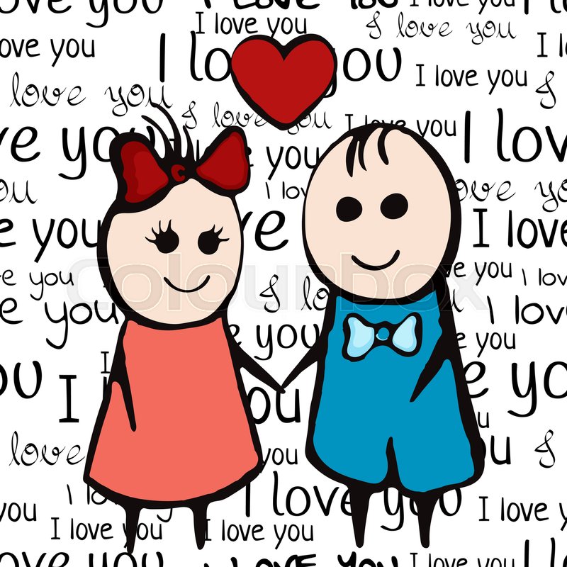 Cartoon Painted Lovers Boy And Girl Stock Vector Colourbox
