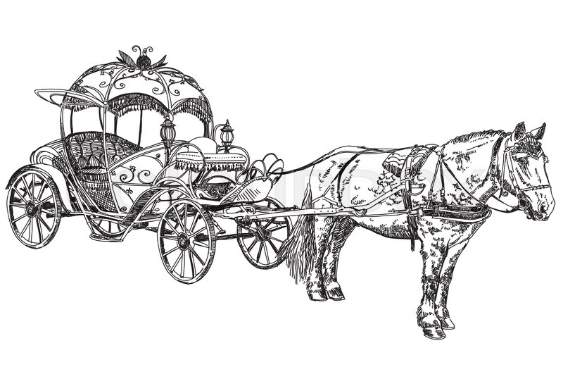 Pencil Drawing Beautiful Carriage Stock Vector Colourbox