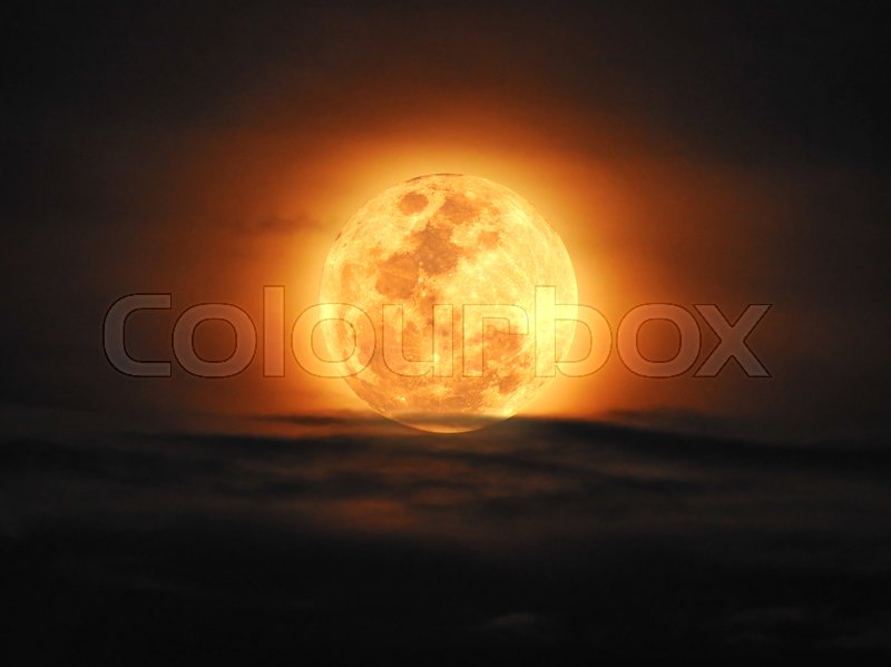 The Yellow Full Moon And Cloud On Night Stock Image Colourbox