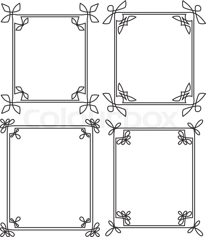 Set of 4 thin decorative frames in ... | Stock vector | Colourbox