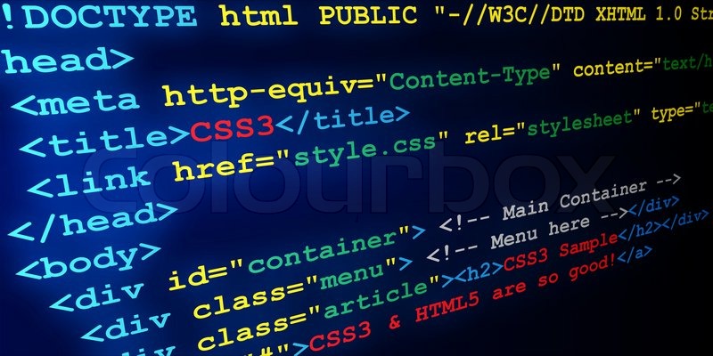 Sample abstract source code of web page  Stock Photo 