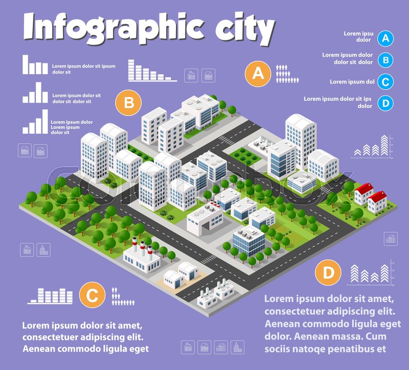 Isometric city map industry Stock Vector Colourbox