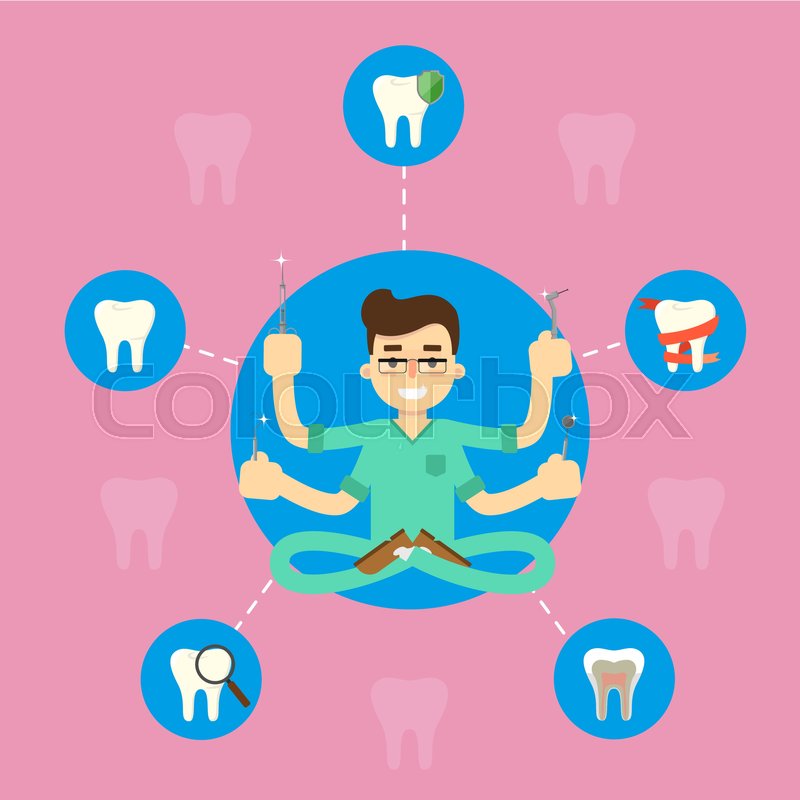 Male Cartoon Dentist In Green Medical Stock Vector Colourbox