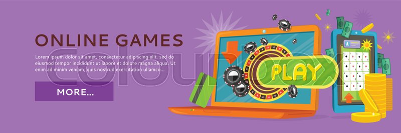 Online Games Web Banner Isolated On Stock Vector Colourbox