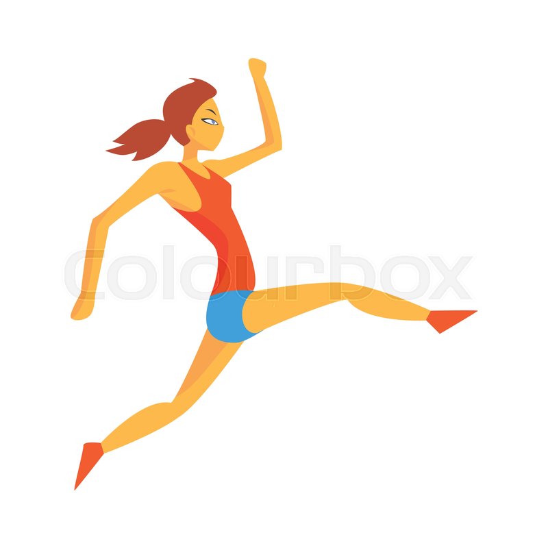 Woman Accelerating For Triple Jump, Stock vector Colourbox
