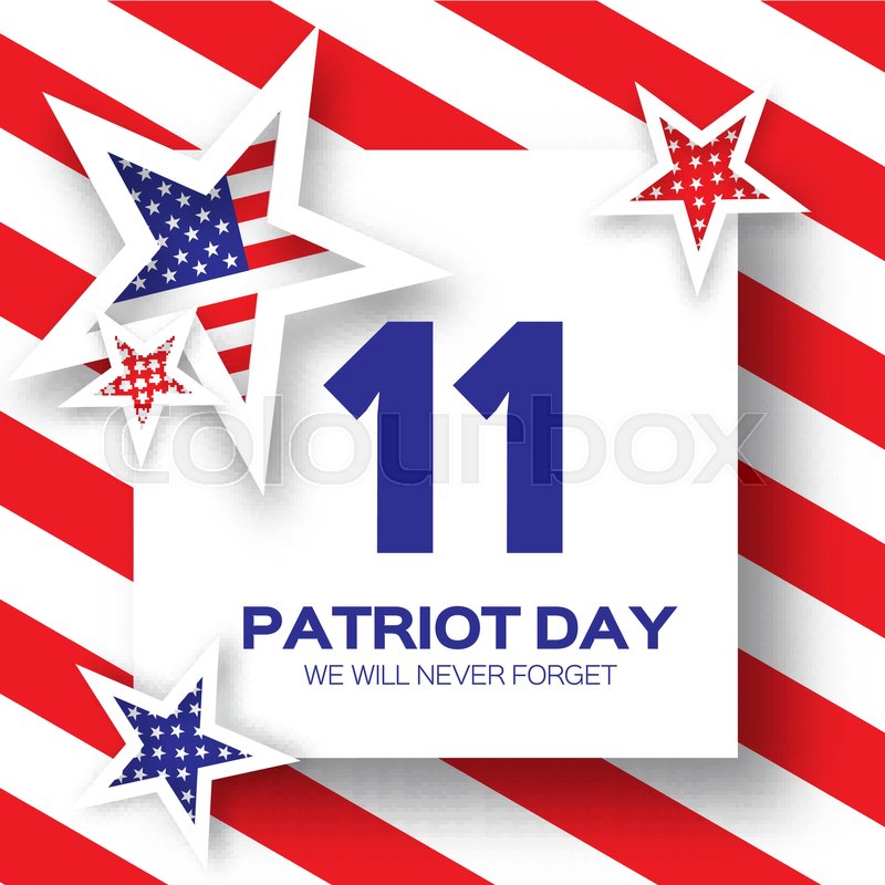origami patriot day background with stars and stripes abstract
