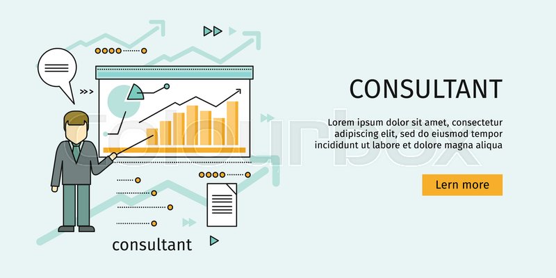 management consulting banner consultant in business suit and tie