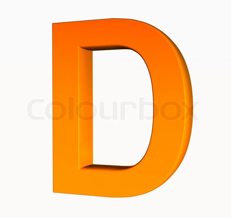 plastic supplier material Letter isolated  alphabet. white. D Orange on Stock 3d