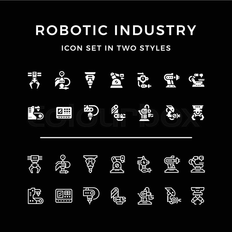 Set icons of robotic industry in two Stock vector Colourbox