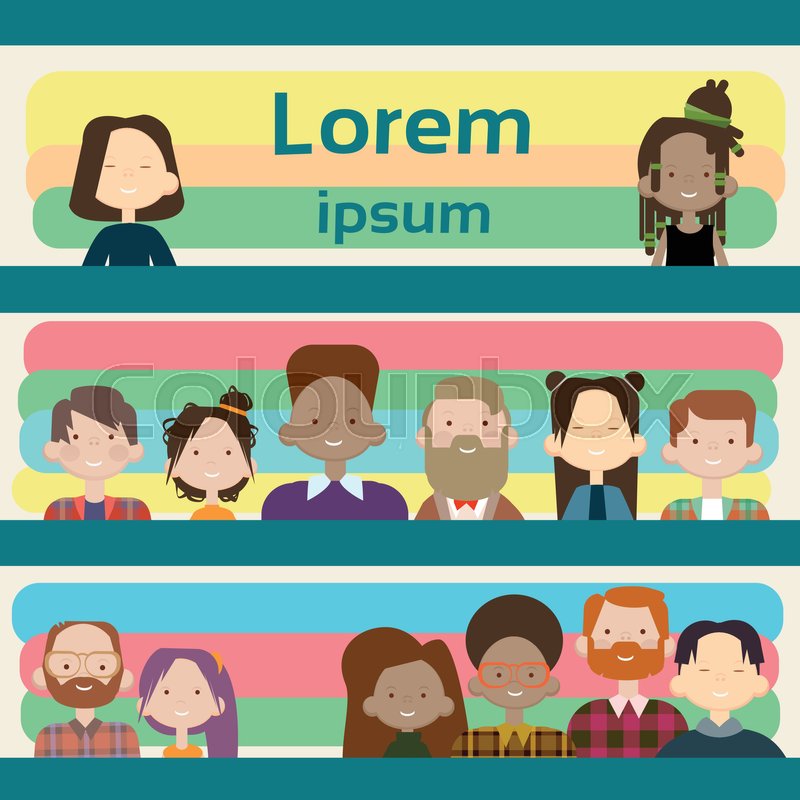 Group Casual People Big Crowd Diverse Stock Vector Colourbox