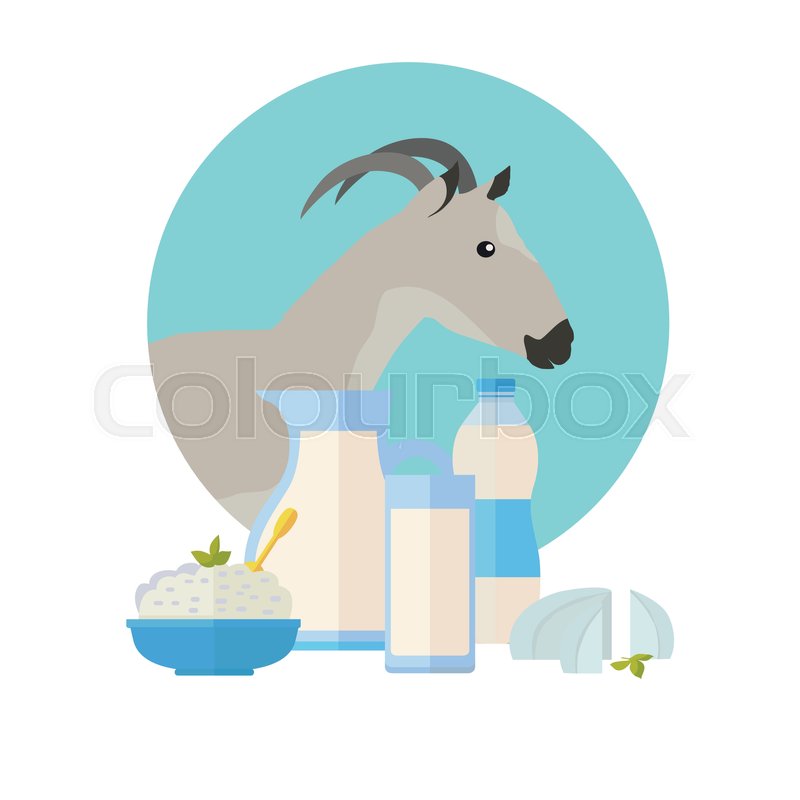 Goat Icon With Milk Products Goat Stock Vector Colourbox