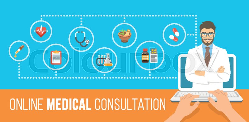 Health Care Online Consultation Flat Stock Vector Colourbox