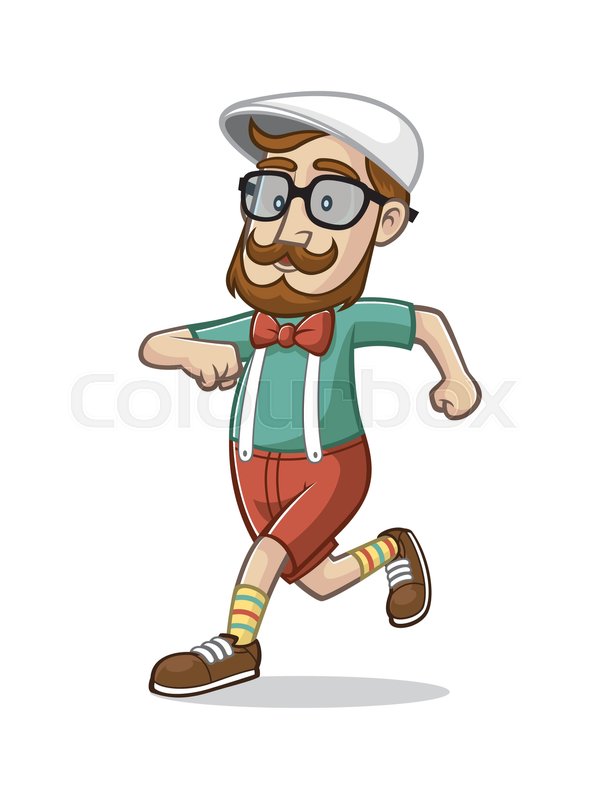 Cartoon hipster was running exercise Stock vector Colourbox