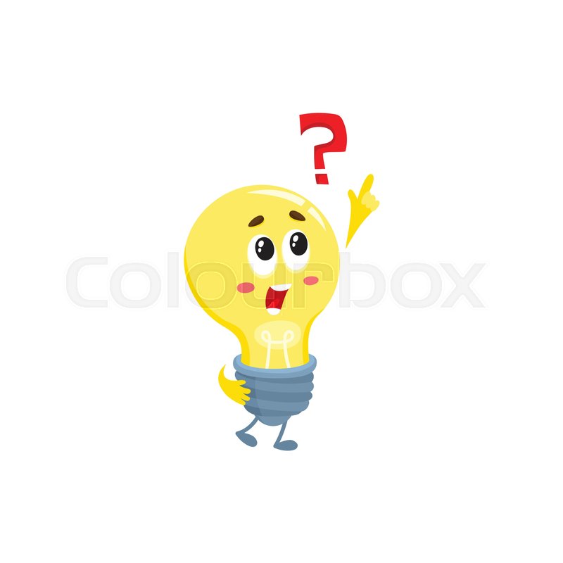 Cute light bulb character with funny | Stock vector | Colourbox