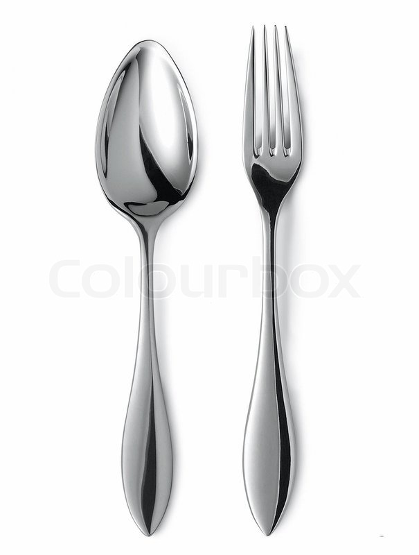 Gabel und Löffel auf weißem | Stock Bild | Colourbox