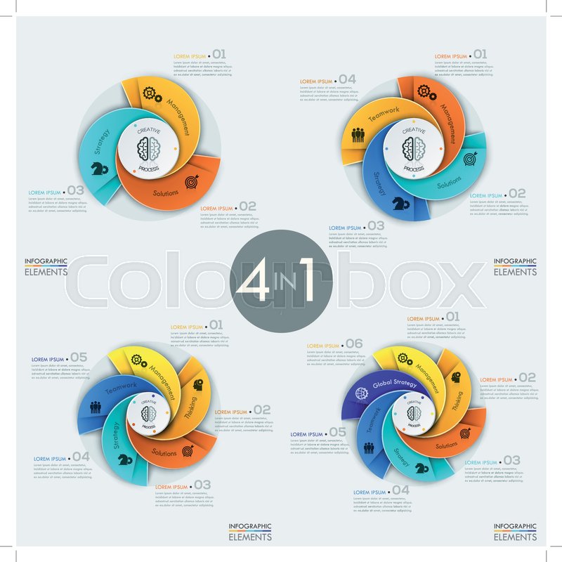 set of 4 modern circular infographic stock vector colourbox circular infographic