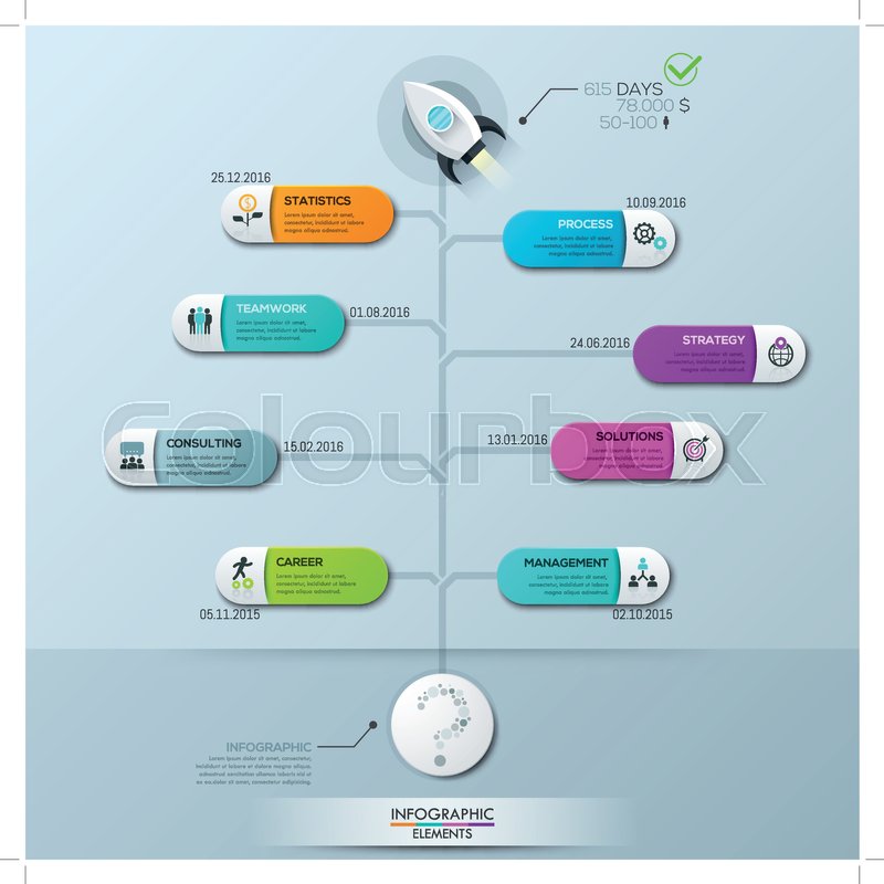 infographic design template vertical tree diagram with 8 connected