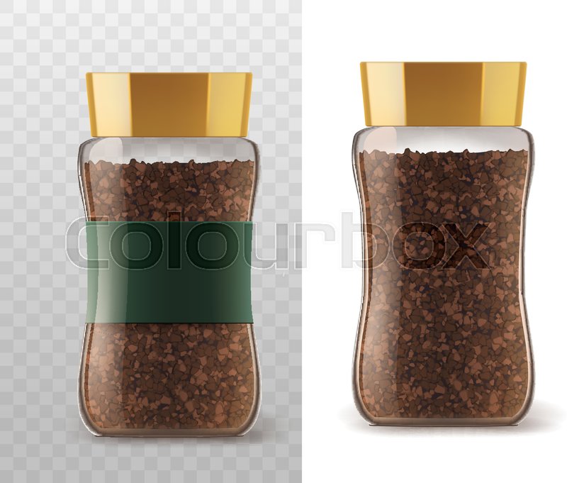 Coffee Glass Jar With Instant Granules Icons Vector Container Package Brown Lid And Ribbon Sticker Isolated On White Transparent Background Coffee Glass Jar With Instant Granules Icons Vector Container Package Brown Lid And Ribbon Sticker Isolated On White Transparent Background
