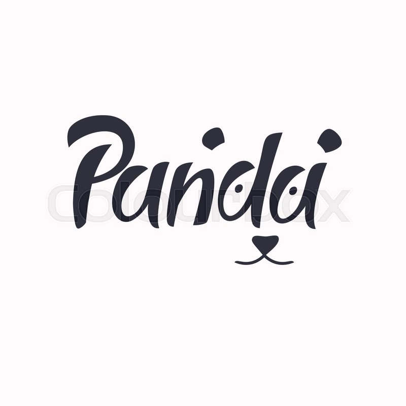 modern hand drawn lettering word panda calligraphy brush and ink