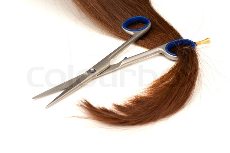 Scissors And Lock Of Hair Isolated On Stock Image Colourbox