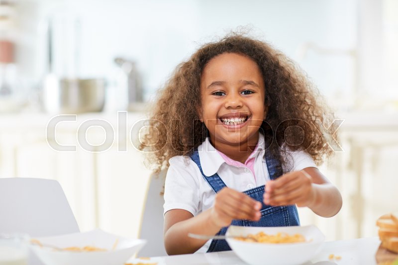 Funny Mixed Race Child With Long Curly Stock Image Colourbox