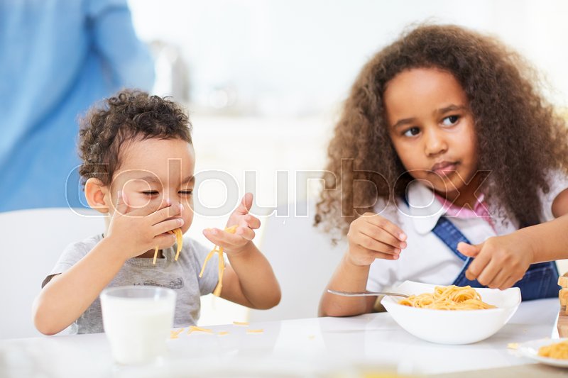 Cute Toddler Boy And His Pretty Sister Stock Image Colourbox