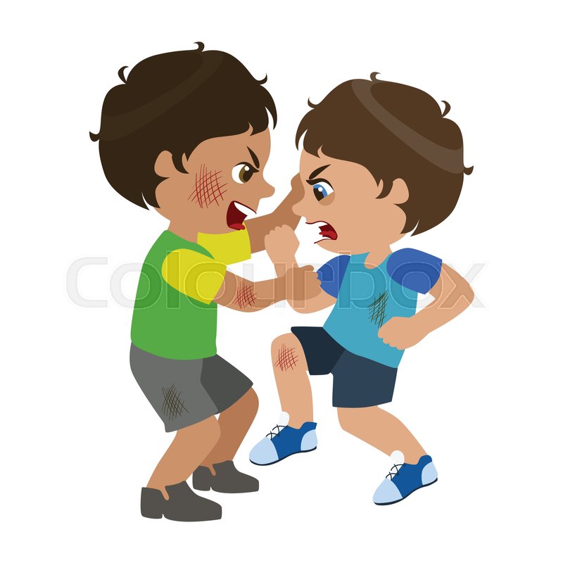 Two Boys Fighting And Scratching Part Stock Vector Colourbox