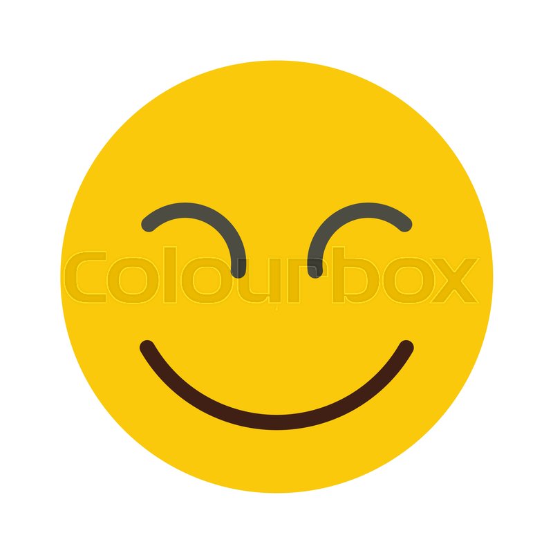 Flat smile emodji isolated on white Stock vector Colourbox