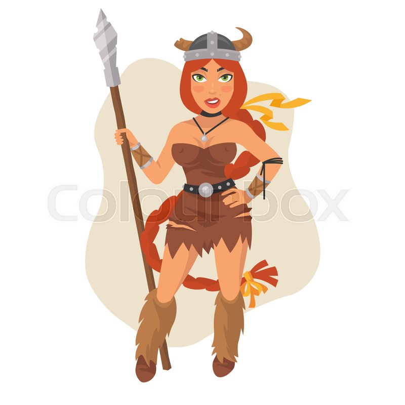 Vector Illustration, Viking Girl Holds Stock vector Colourbox