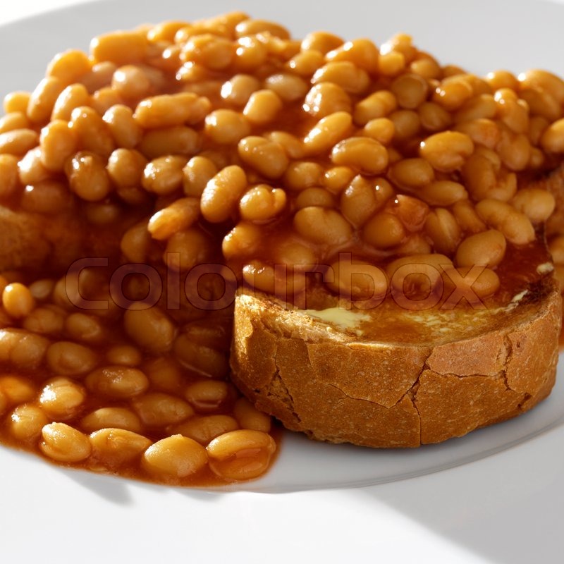Baked beans on toast Stock image Colourbox