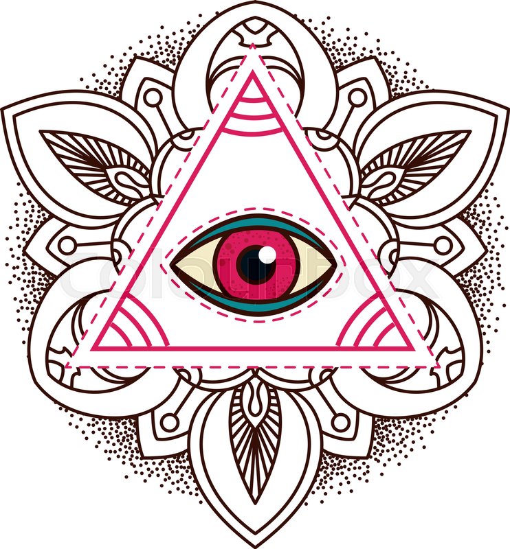 all seeing eye pyramid symbol old school tattoo mystic sign of