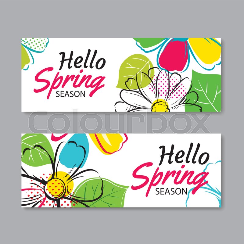 hello spring sale banner template with stock vector colourbox colorful images coupon
