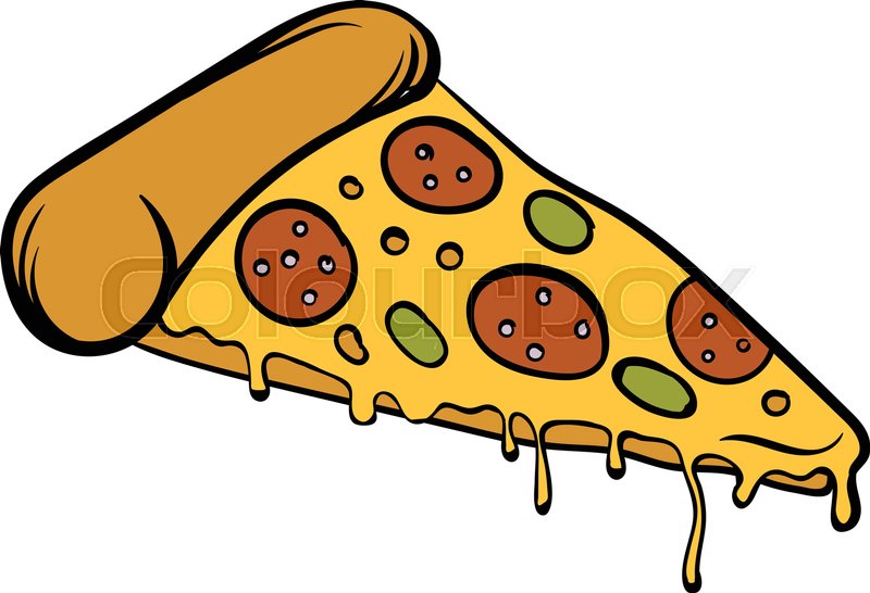 Pizza Slice Icon In Cartoon Style Stock Vector Colourbox