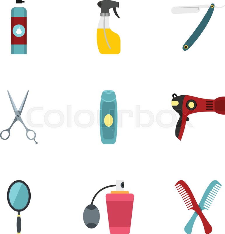 Barber tools icons set, flat style | Stock vector | Colourbox Barber tools icons set, flat style | Stock vector | Colourbox