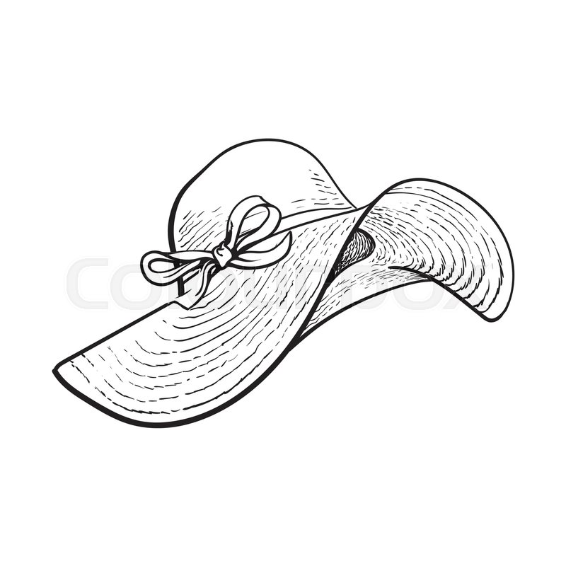 Fashionable straw hat with wide flaps, Stock vector Colourbox